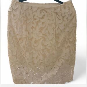 Dries Van Noten Cream Lace Pencil Skirt